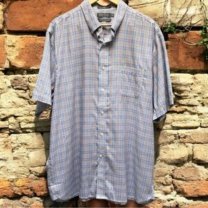 Daniel Cremieux Signature Collection Non-Iron Blue Plaid Button Front Shirt